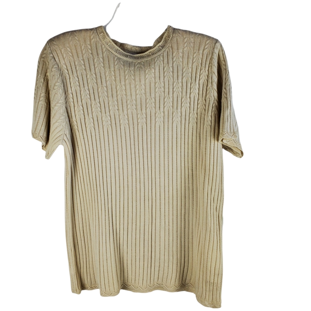 Alfred Dunner NWT short sleeve tan sweater L